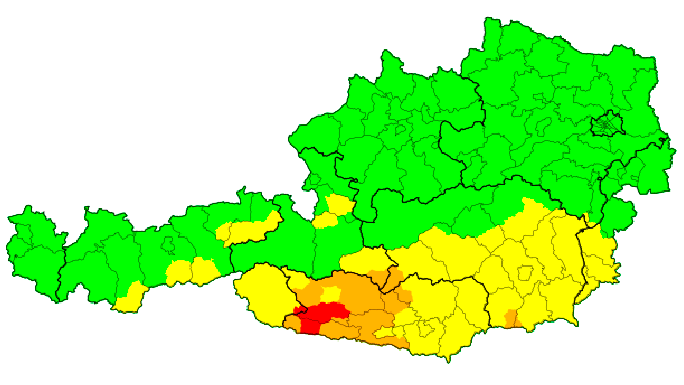 Die aktuellen Unwetterwarnungen um 10.50 Uhr.