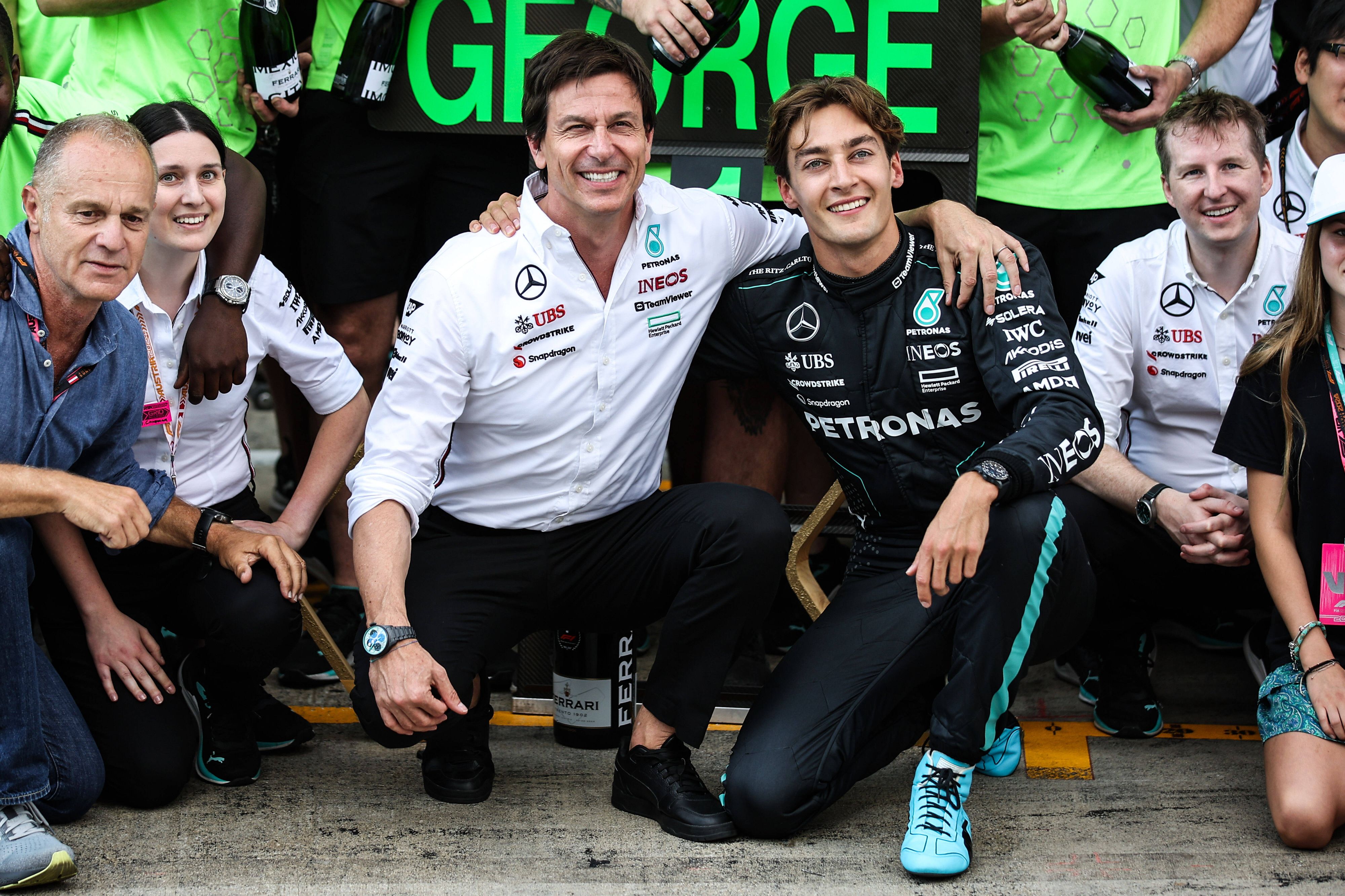 Nach dem Rennen war die Stimmung gut bei Mercedes.