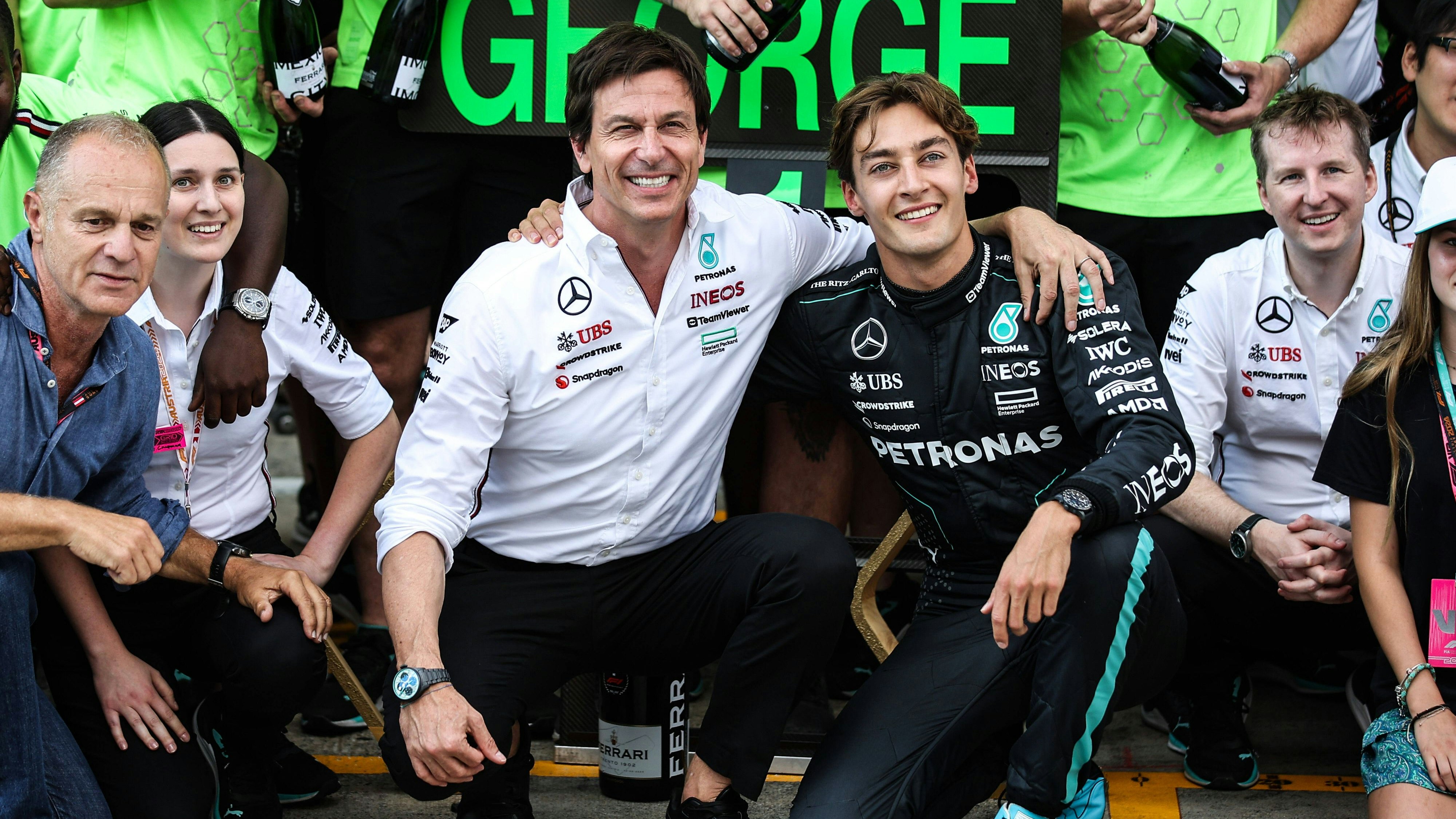 Nach dem Rennen war die Stimmung gut bei Mercedes.