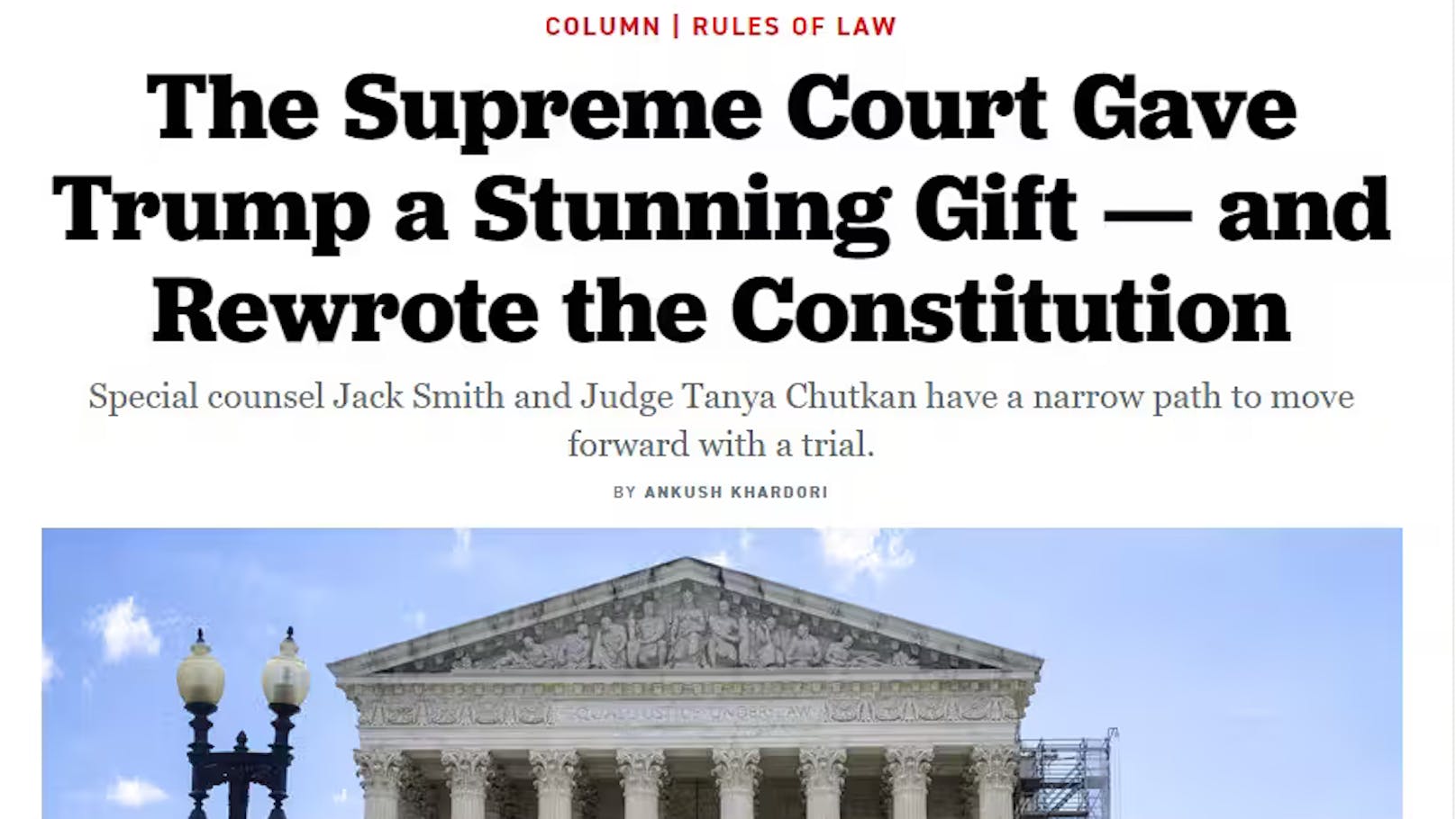 Politico: "Der Oberste Gerichtshof gab Trump ein verblüffendes Geschenk – und schrieb die Verfassung neu"