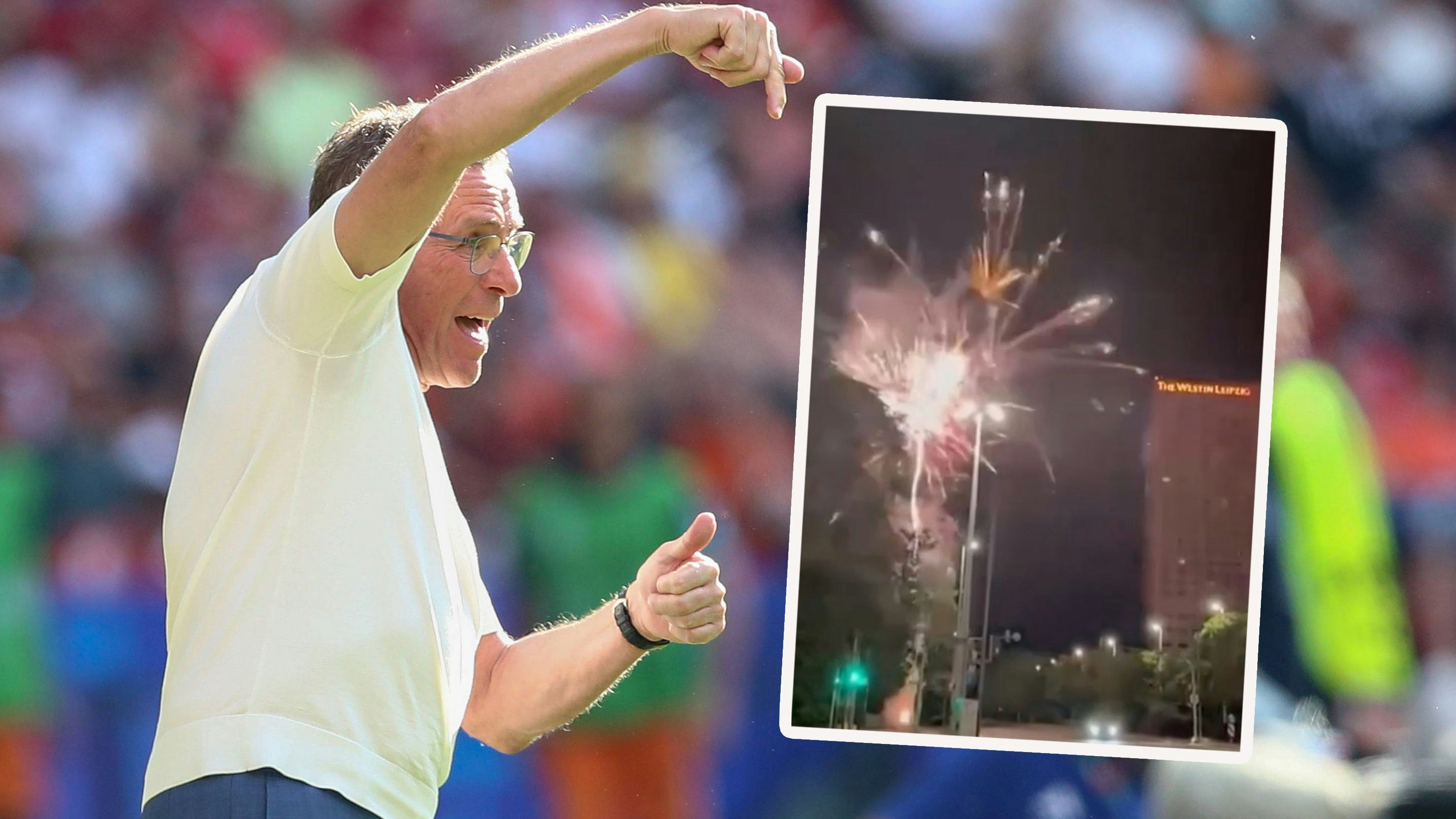 Ralf Rangnick über das Fan-Feuerwerk vor dem Teamhotel.