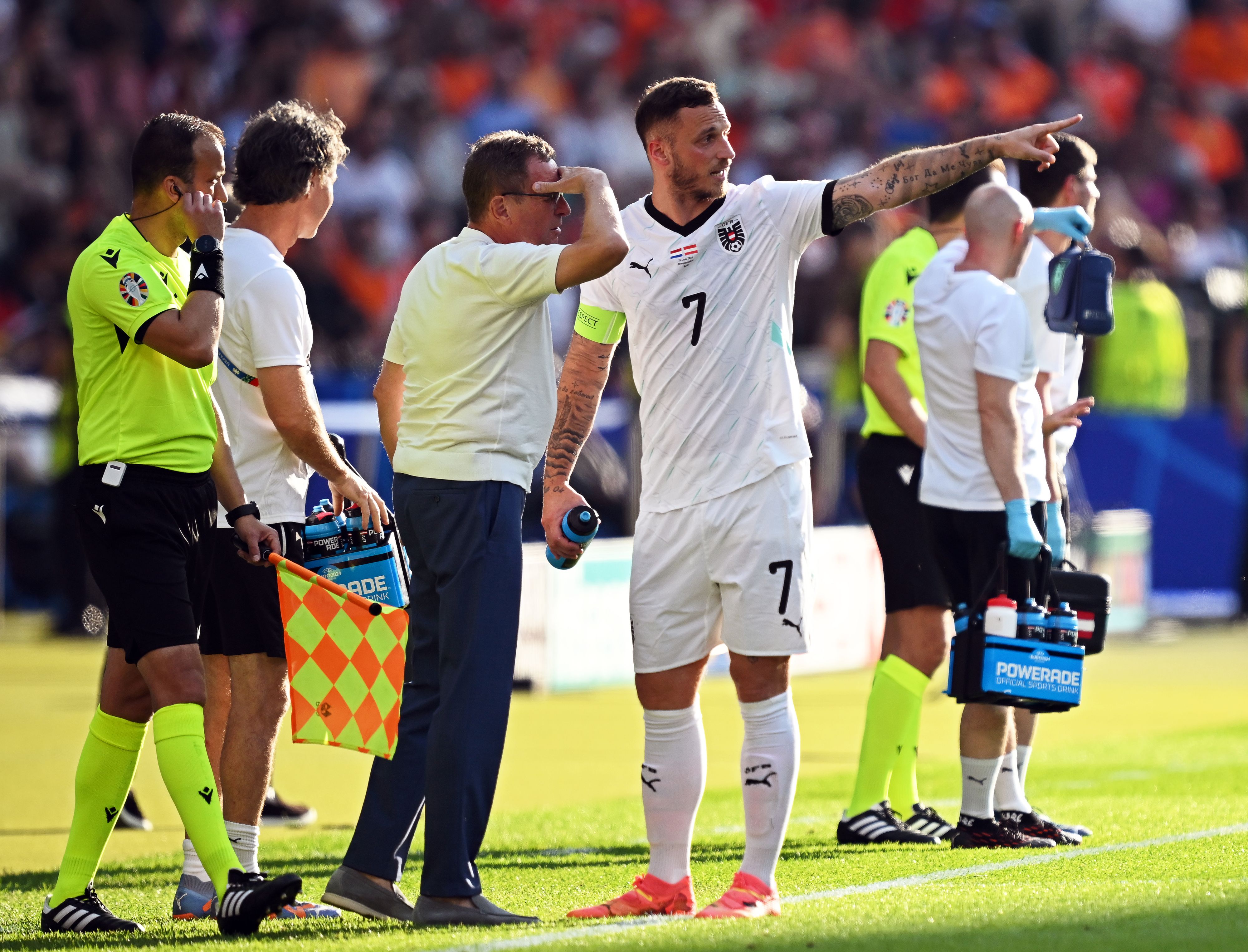 ÖFB-Teamchef Ralf Rangnick und Star Marko Arnautovic.