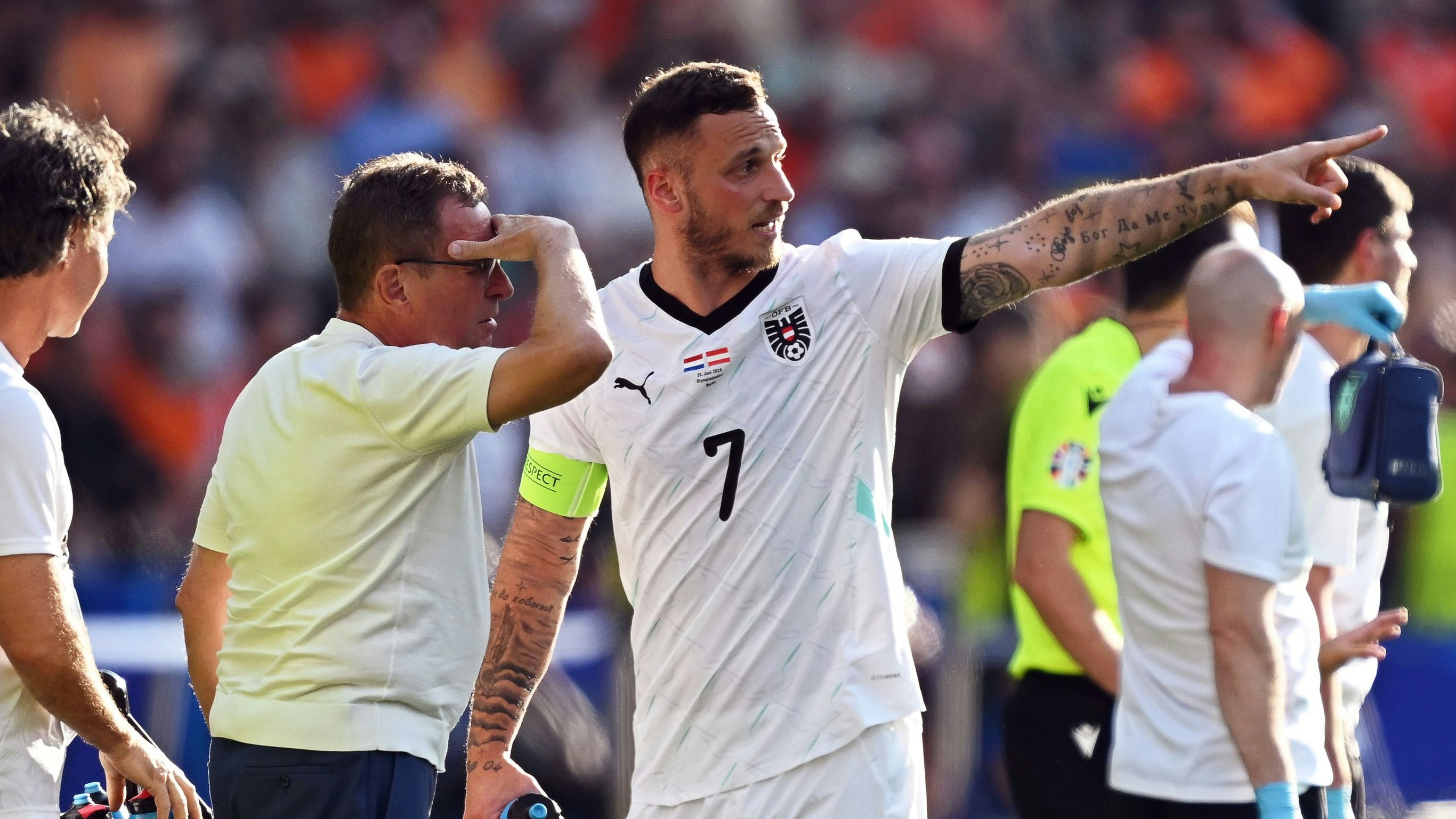ÖFB-Teamchef Ralf Rangnick und Star Marko Arnautovic.