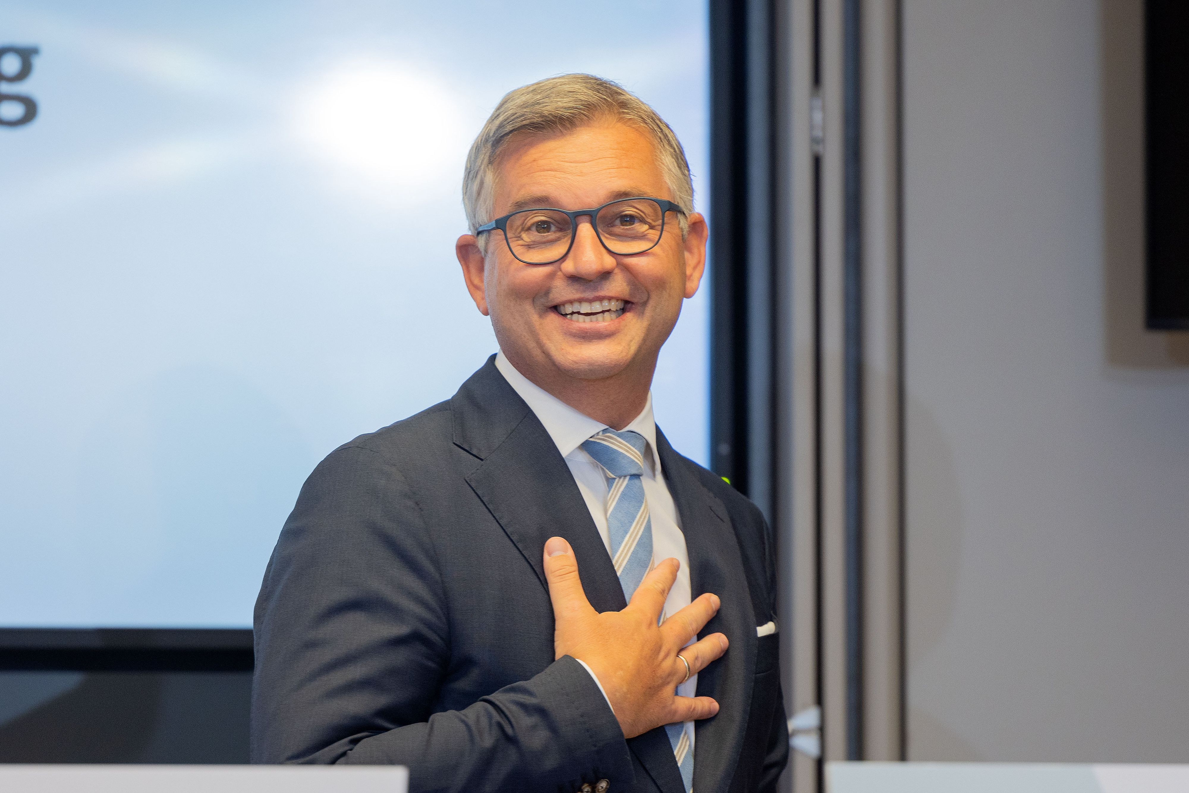 Bundesminister für Finanzen- und Digitalisierung Magnus Brunner (ÖVP) bei einer Pressekonferenz am 1. Juli 2024 in Wien.