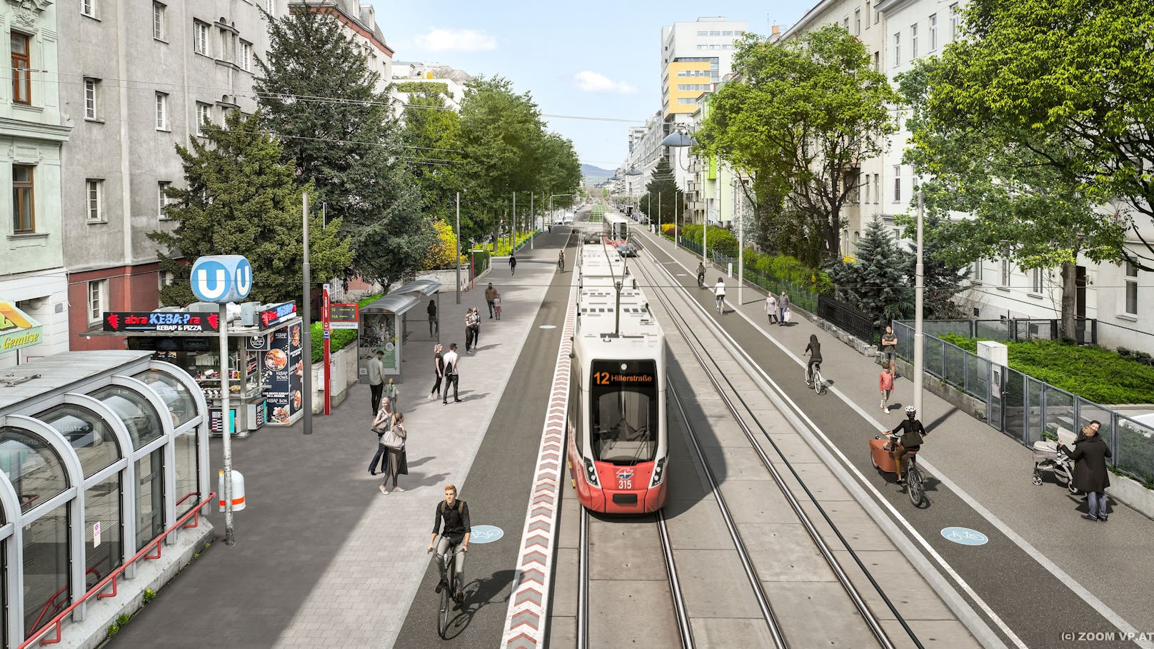 Die neue Bim schafft eine Anbindung zur U1 Vorgartenstraße.