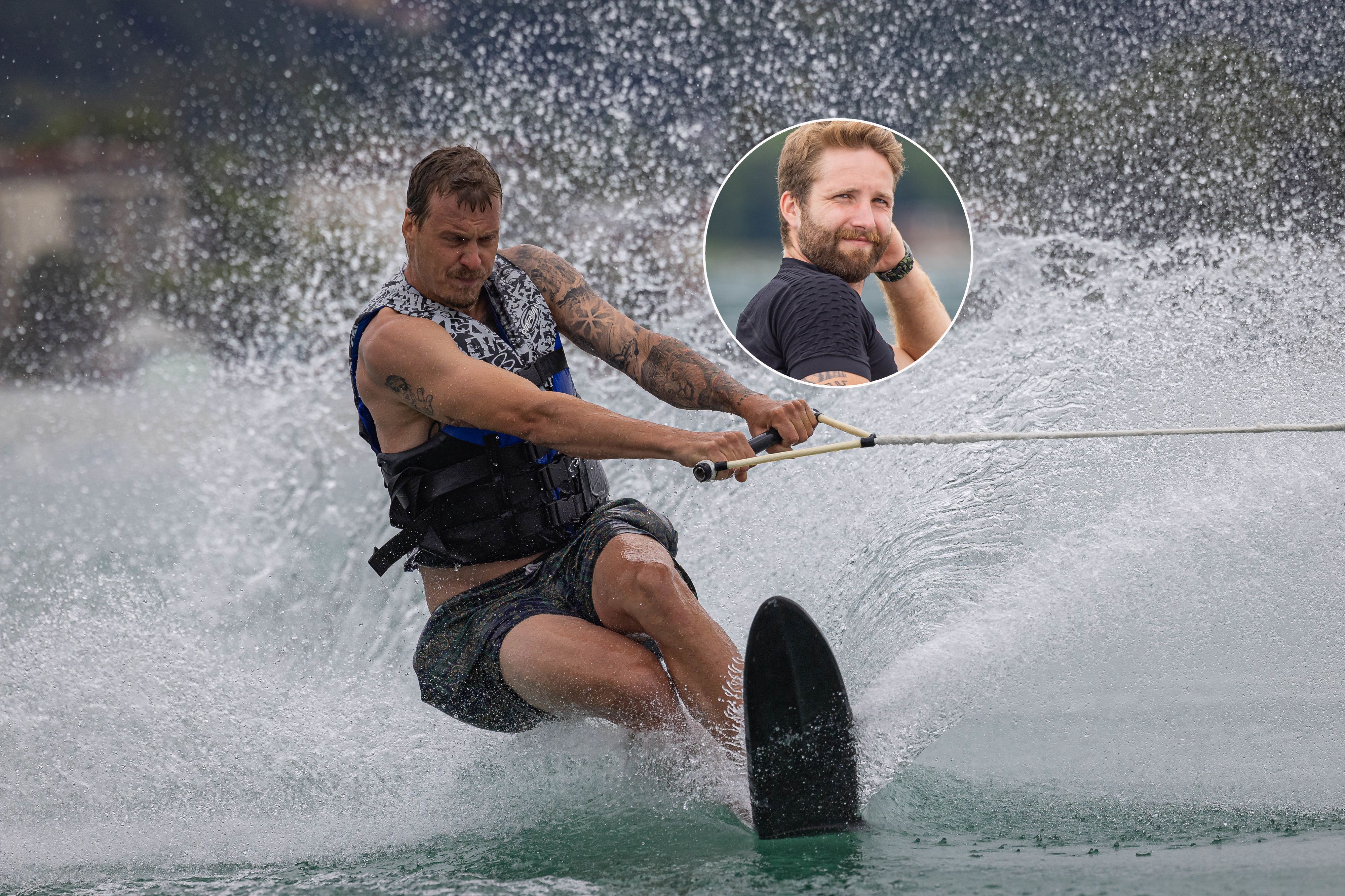 Manuel Feller mach auf Wasserski eine gute Figur, Marco Schwarz schaut (noch) zu.