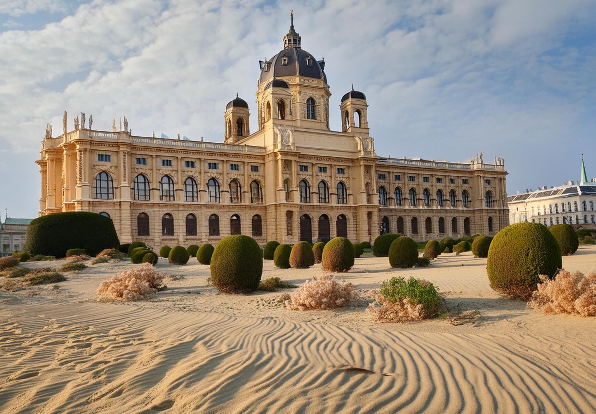 Naturhistorisches Museum im Wüstensand (Fotomontage)