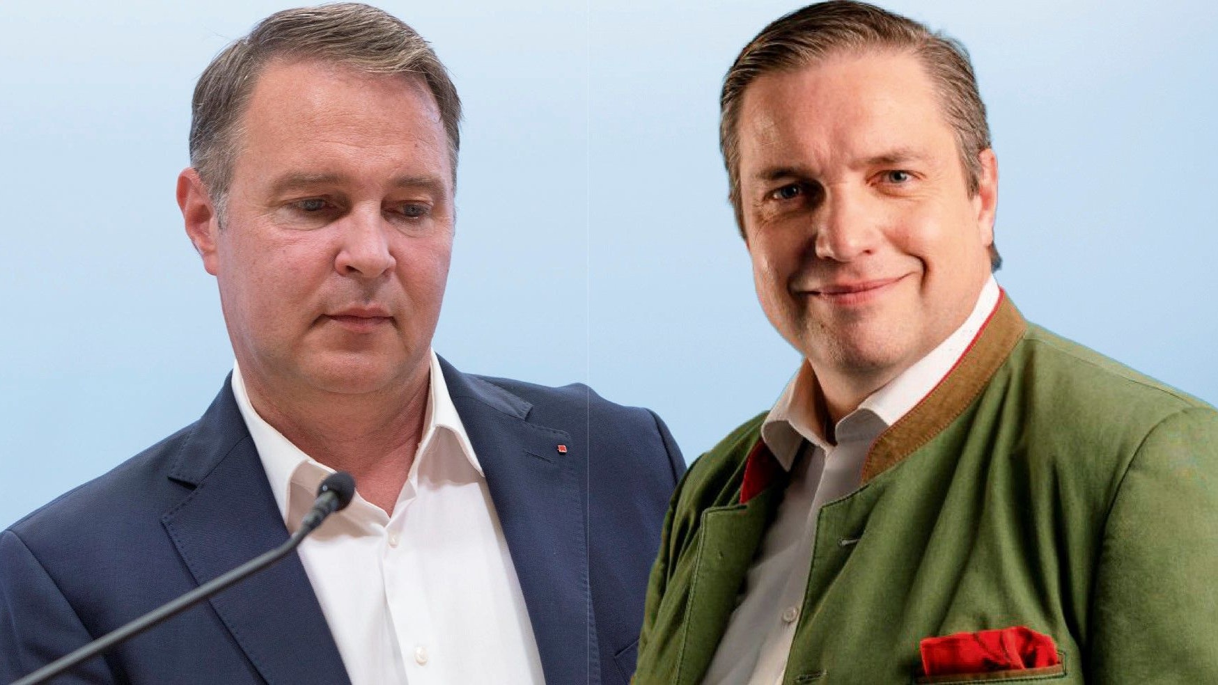 SPÖ-Bundesparteichef Andreas Babler (l.) und FPÖ Niederösterreich-Jagdsprecher Hubert Keyl (r.)