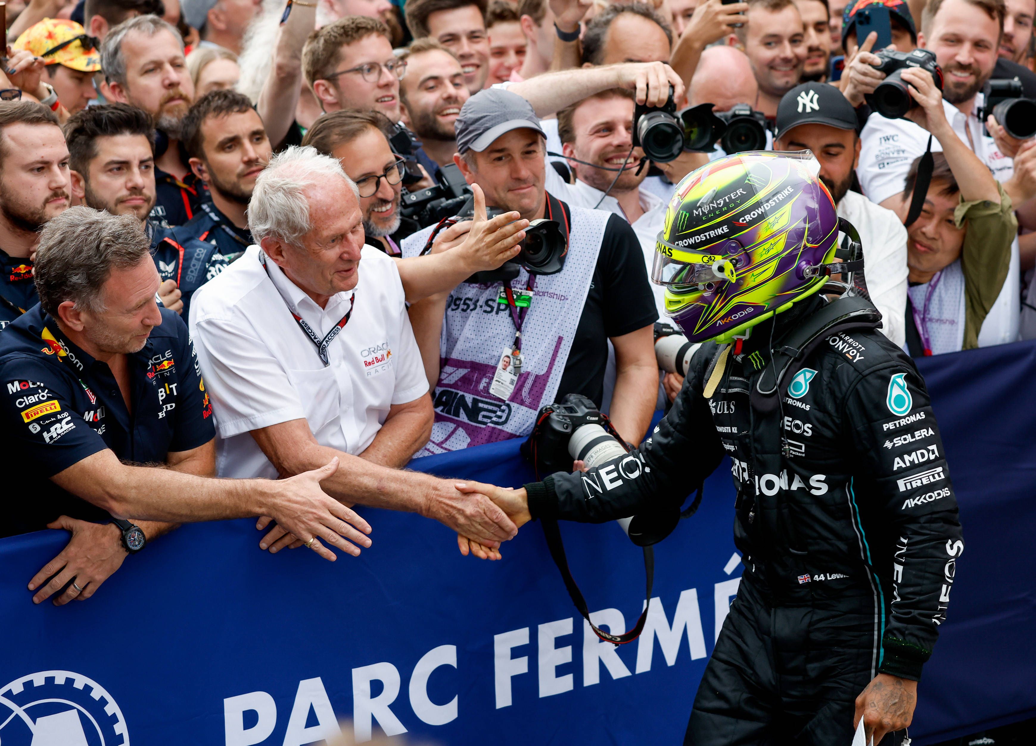 Nach dem Rennen gratulierte Helmut Marko Lewis Hamilton zum Sieg in Silverstone.