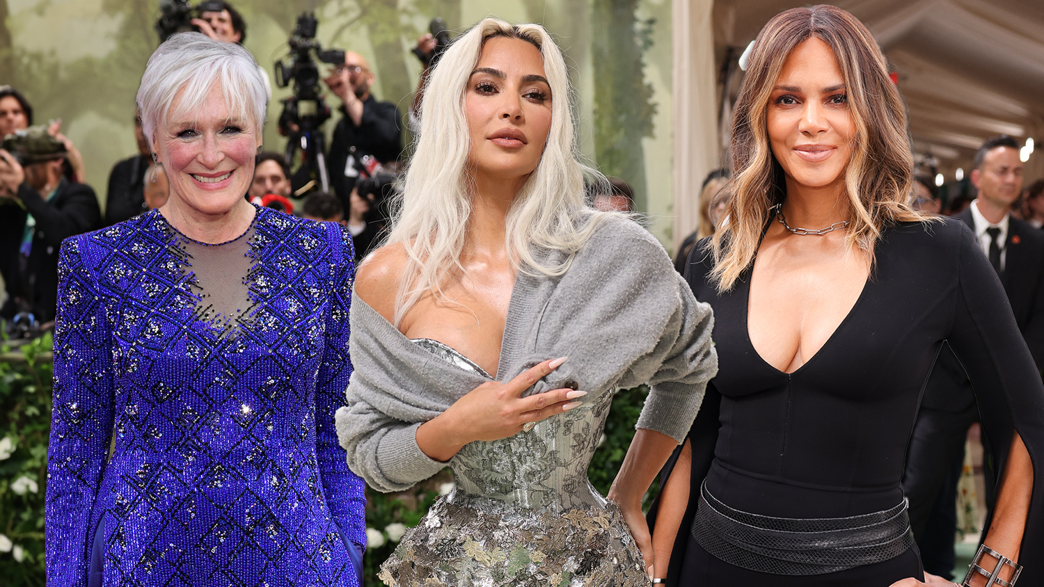 Glenn Close, Kim Kardashian und Halle Berry (v.l.) werden auch als ausführende Produzentinnen in 