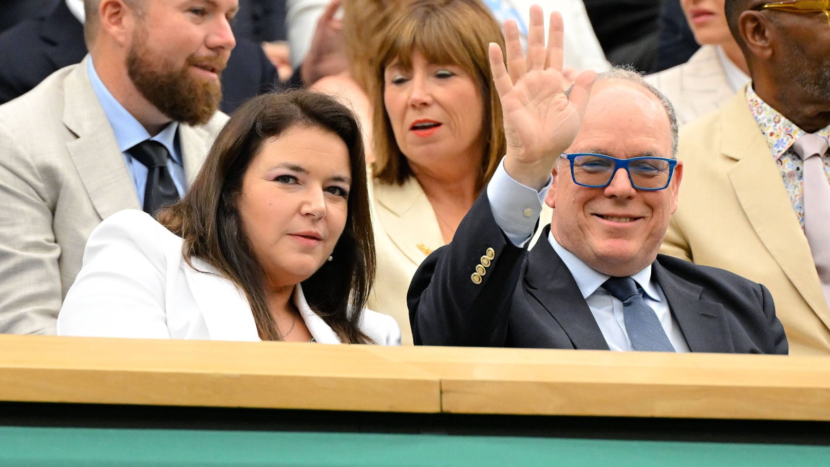 Fürst Albert mit Mélanie-Antoinette Costello de Massy in Wimbeldon 2024.