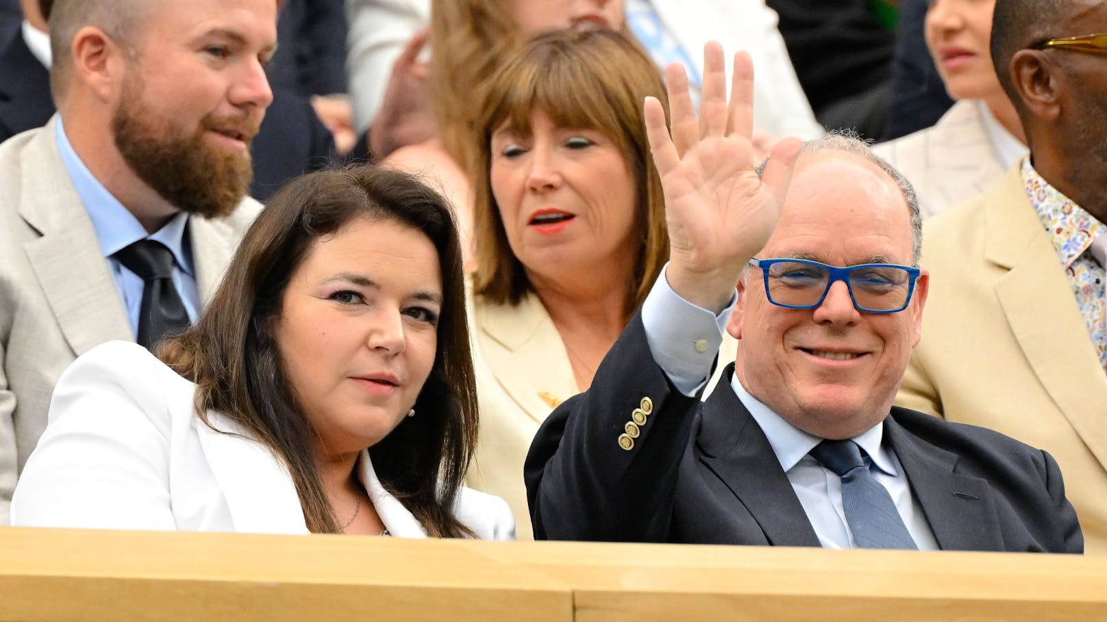 Fürst Albert mit Mélanie-Antoinette Costello de Massy in Wimbeldon 2024.