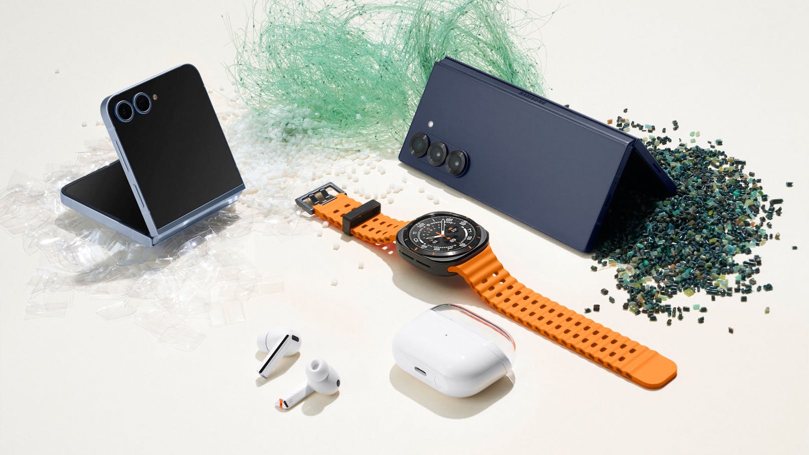Volle Ladung: Samsung hat am Mittwoch neue Falt-Smartphones, Kopfhörer, Smartwatches und den Galaxy Ring vorgestellt.