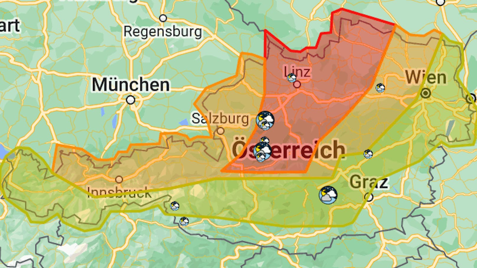 Gewitterzelle peitscht jetzt kräftige Unwetter ins Land