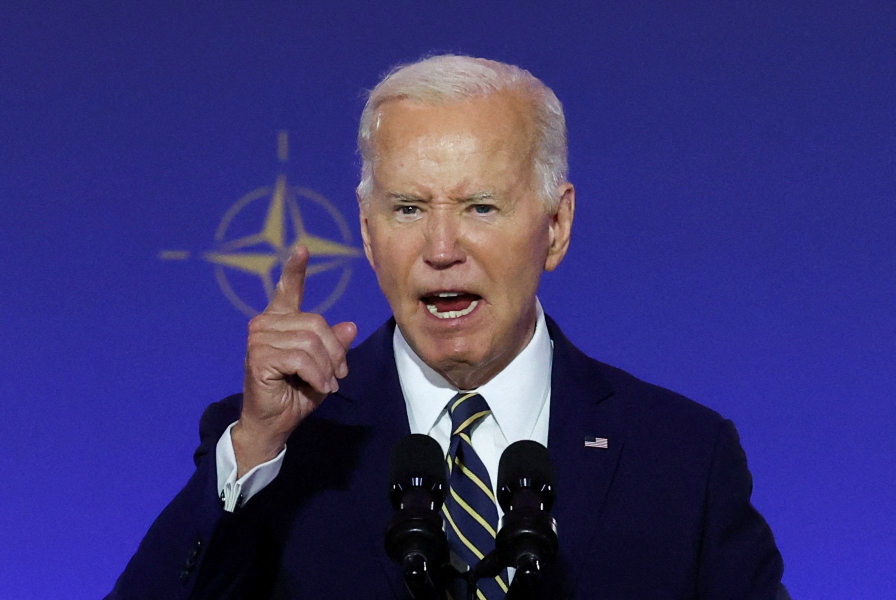 Joe Bidens körperliche Fitness wird in jüngster Zeit genau unter die Lupe genommen - so auch anlässlich der Feierlichkeiten zum 75. Geburtstag der Nato in Washington. (9. Juli 2024)