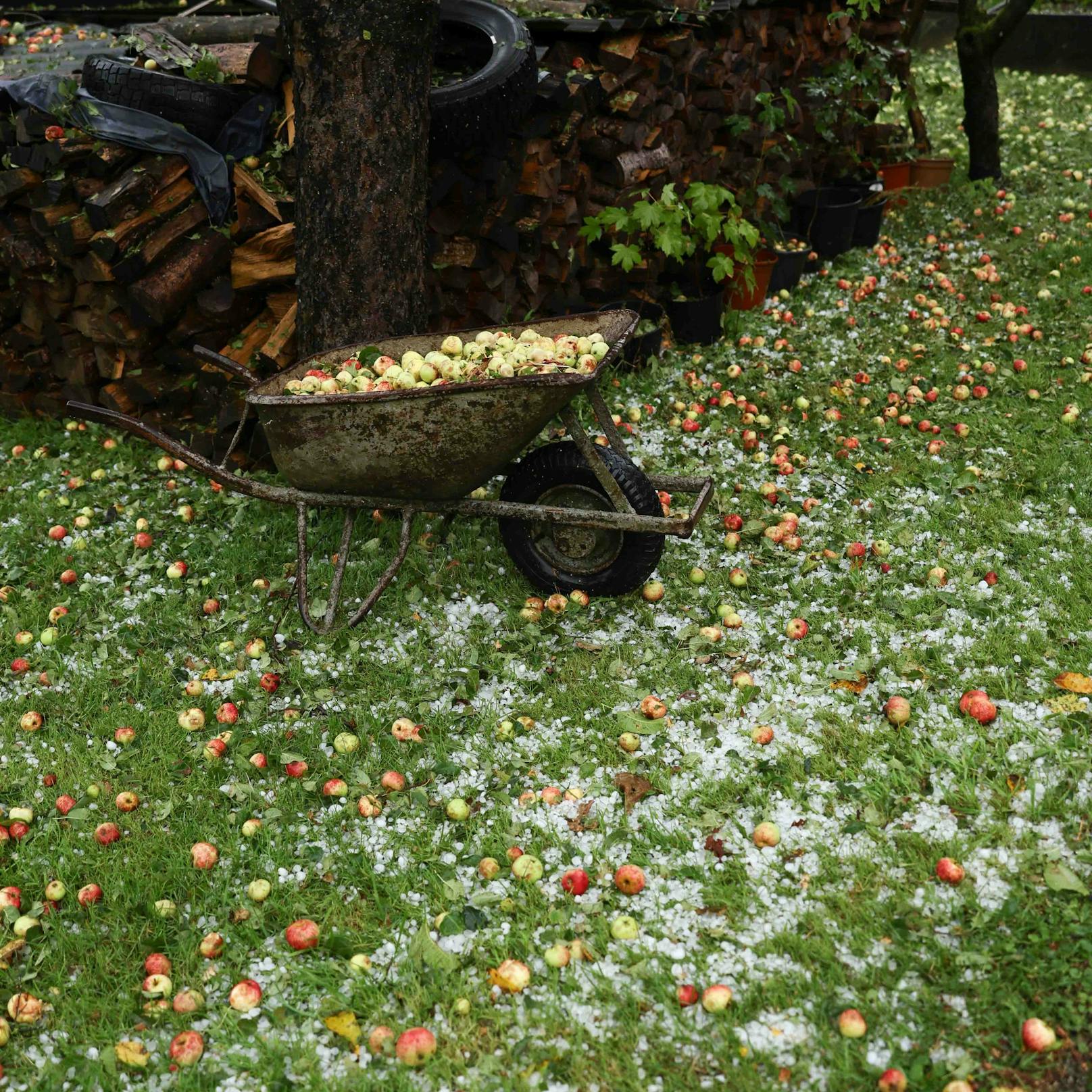 Hagel in Feldkirchen bei Mattighofen.