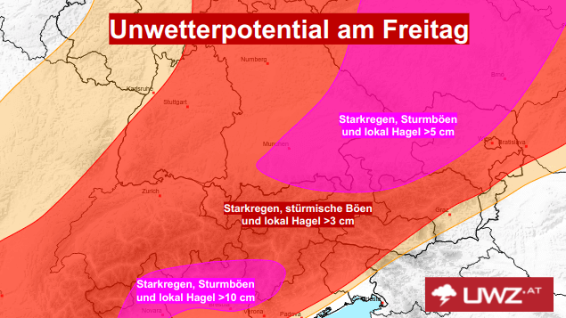 Das Unwetter-Potential am Freitag.
