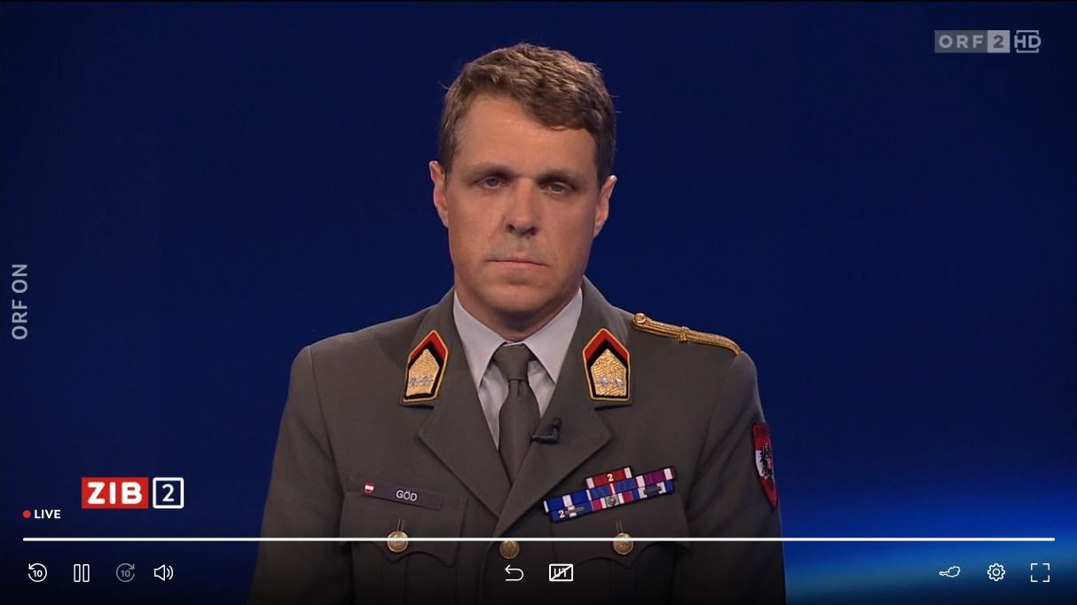 Oberstleutnant Christoph Göd am späten Donnerstagabend in der ORF-