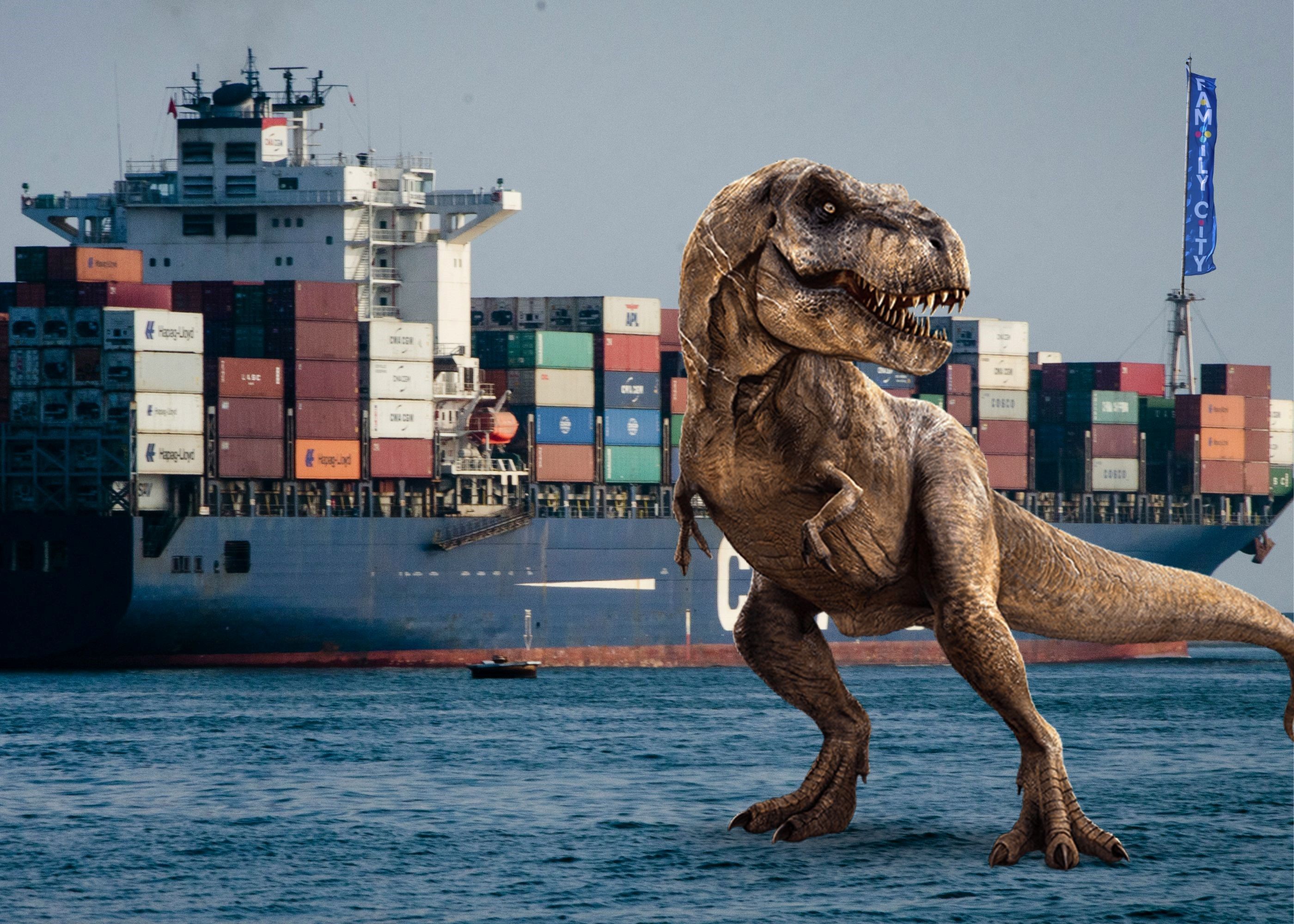 Die Urzeitechsen sitzen am Suezkanal fest - der Dinopark in Kleinhaugsdorf muss sich gedulden.