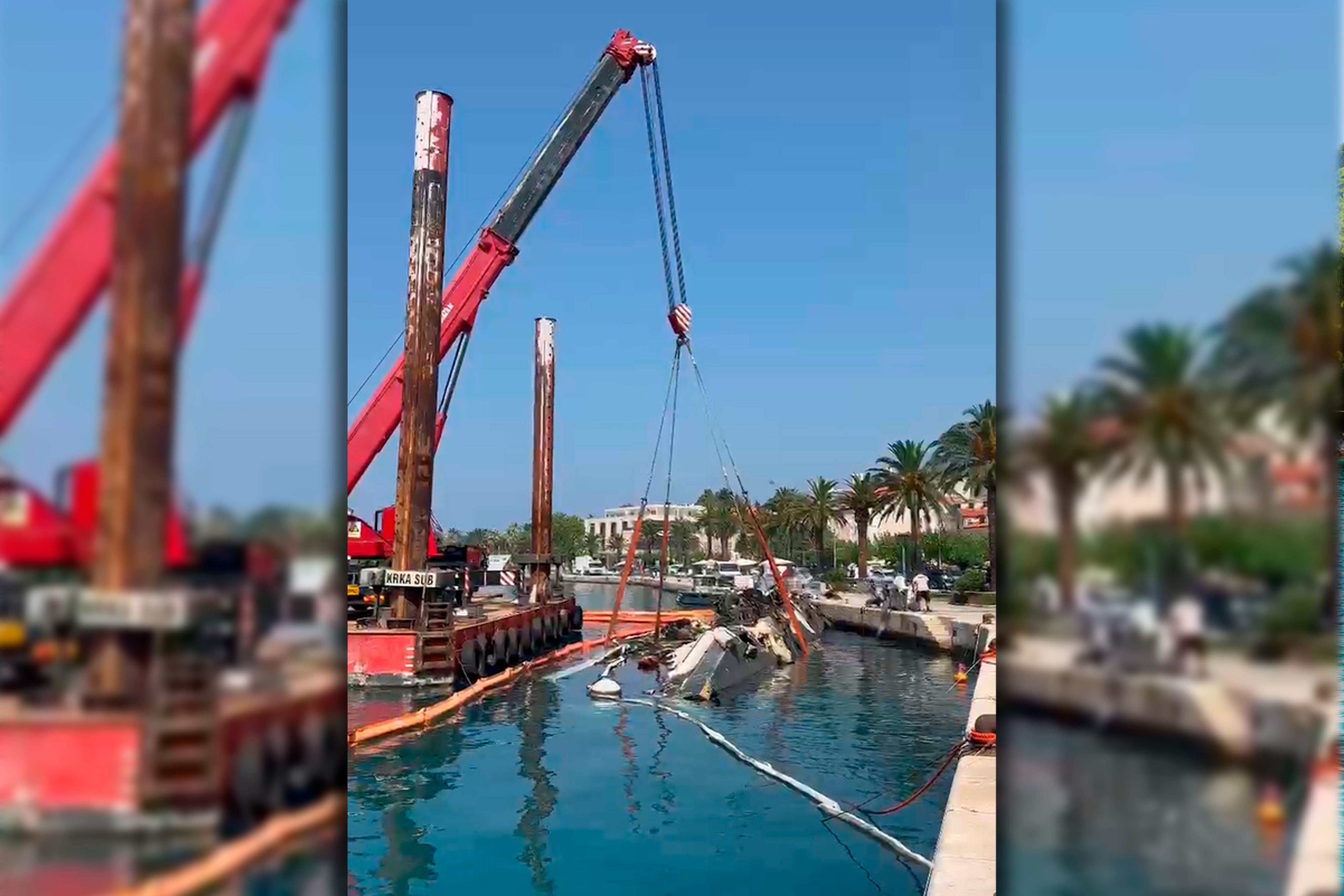 Das Wrack wird vom Meeresgrund geborgen.