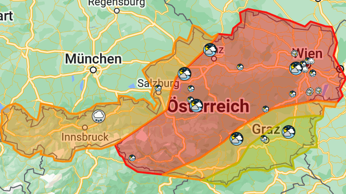 Schwere Unwetter steuern am Freitag auf Teile Österreichs zu. 