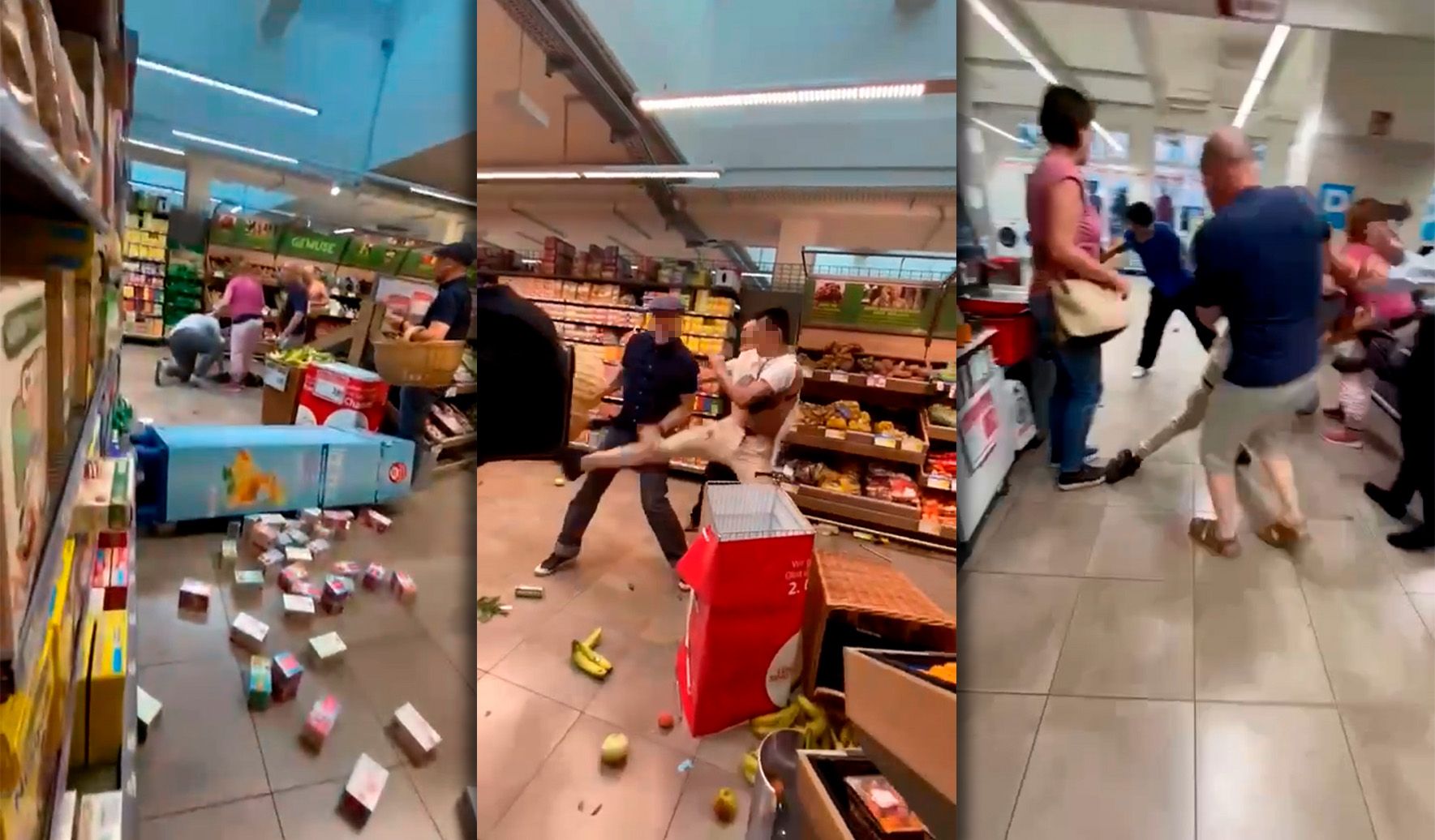 Unglaublich: Die Männer verprügeln andere Kunden.