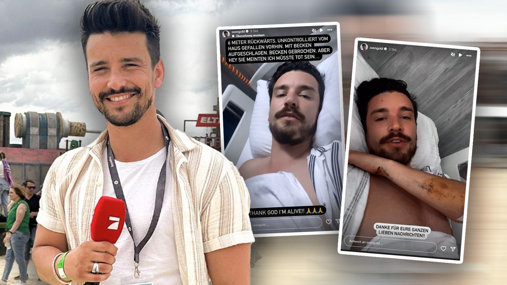 ProSieben-Moderator Sven Gold stürzte sechs Meter in die Tiefe.