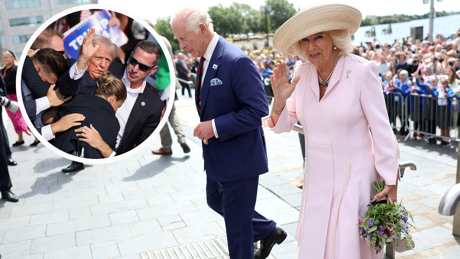 Nur wenige Tage nach dem Angriff auf Trump mussten nun König Charles und Camilla von einem Event wegen Sicherheitsbedenken flüchten.