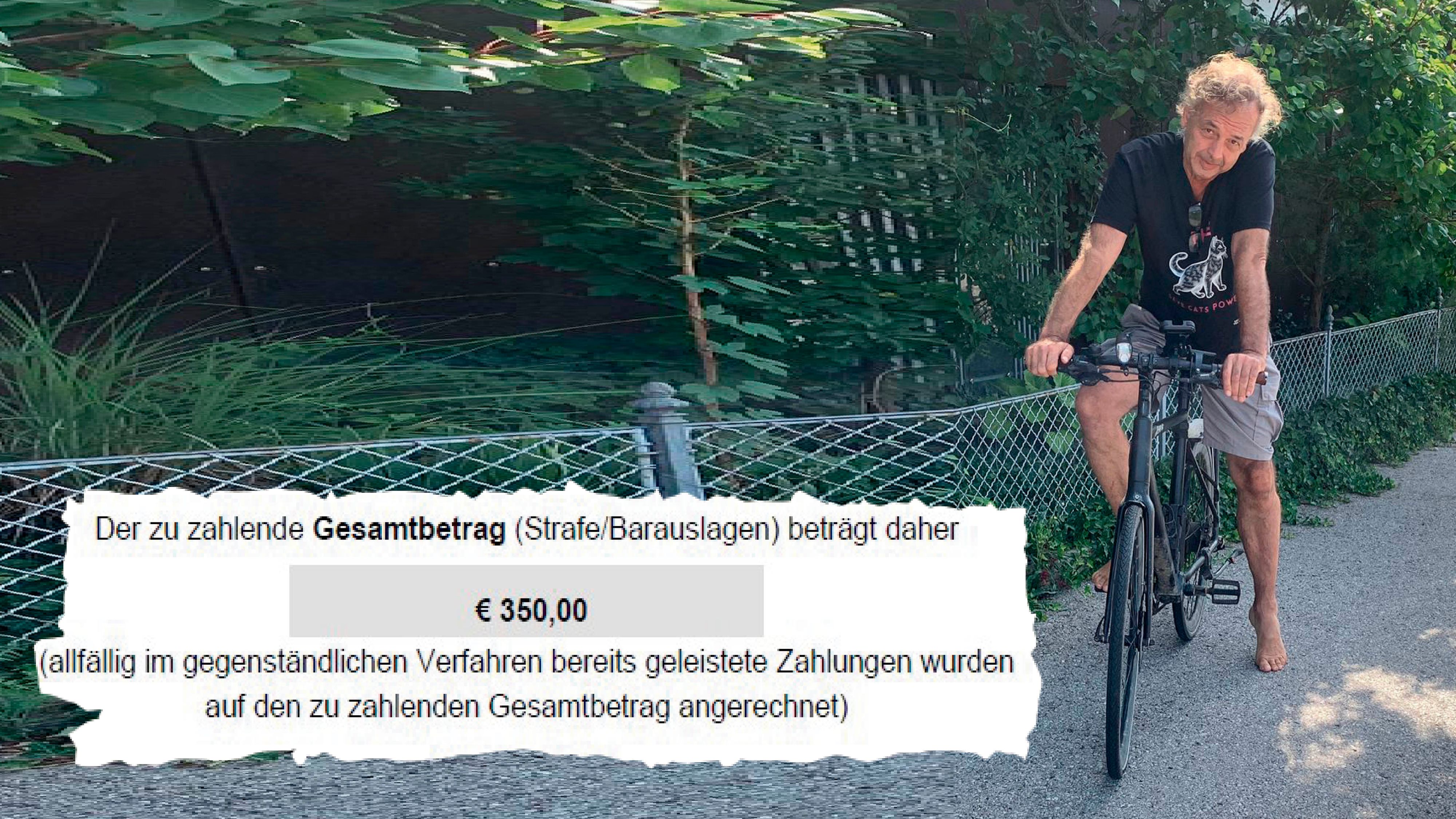 Wolfgang T. (59) soll 350 Euro Strafe wegen Radtour in der Lobau zahlen.