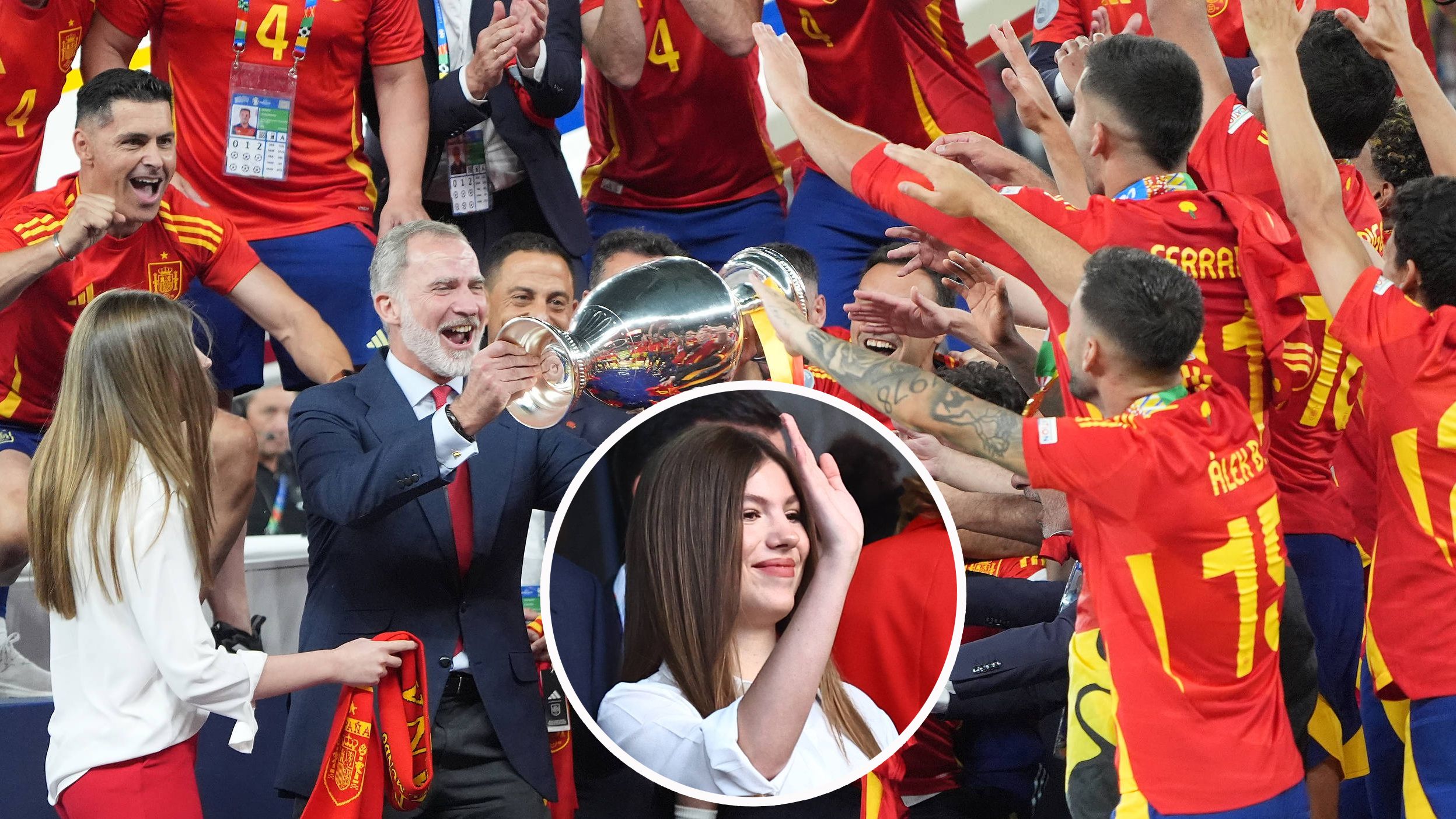 König Felipe und Tochter Sofia feiern mit den spanischen Fußball-Helden den EM-Titel.