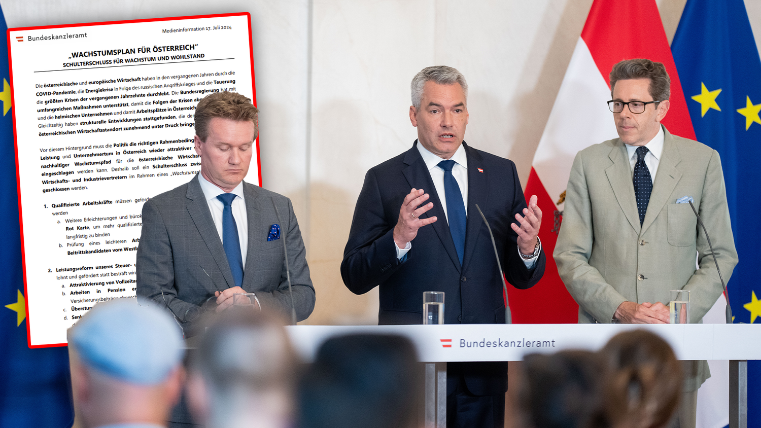 Bundeskanzler Karl Nehammer (ÖVP) präsentierte am Mittwoch einen Zukunftsplan für Österreich.