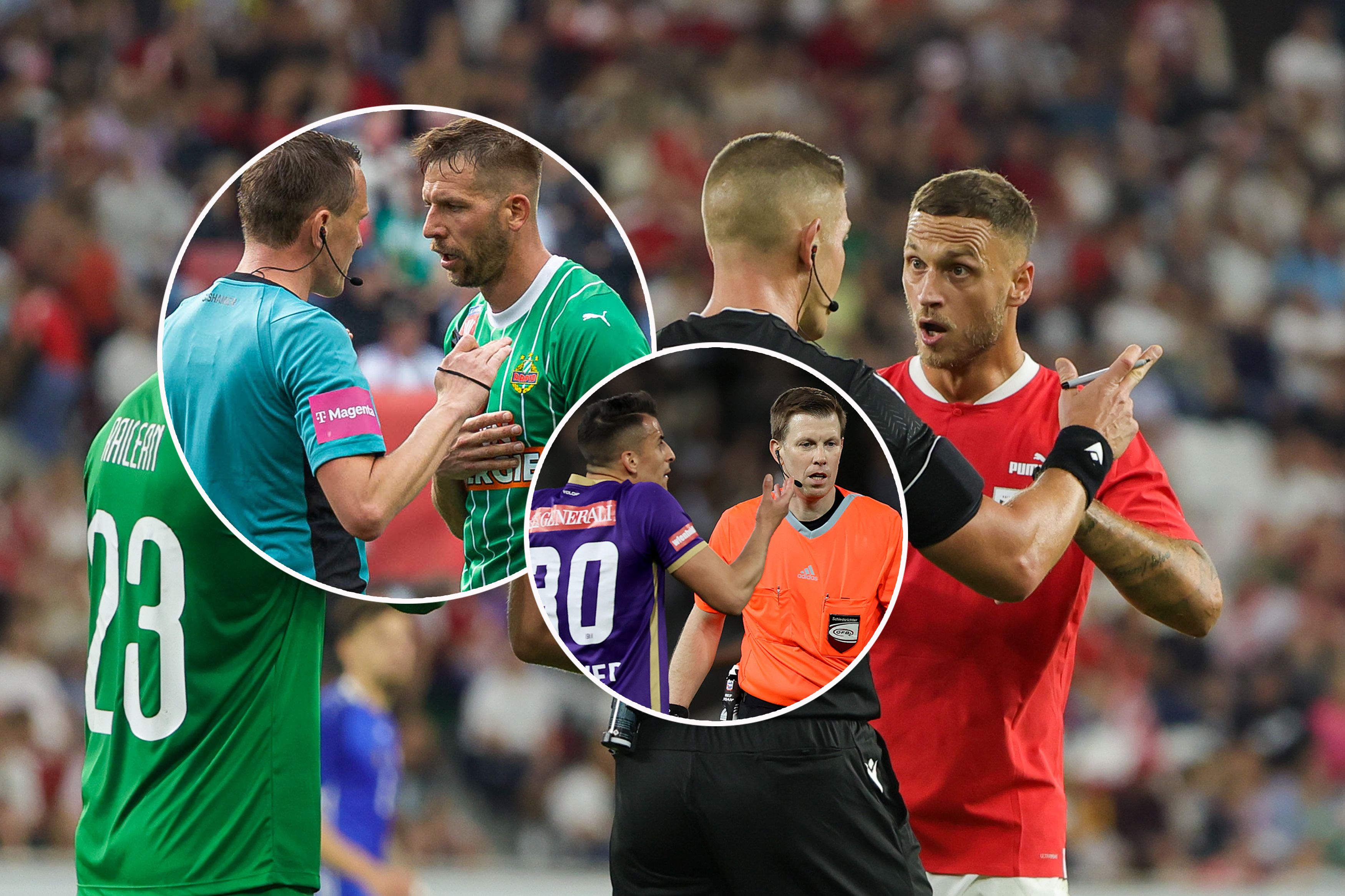 Dialog mit dem Schiedsrichter: Arnautovic darf beim ÖFB, Burgstaller darf bei Rapid, Fischer darf bei der Austria