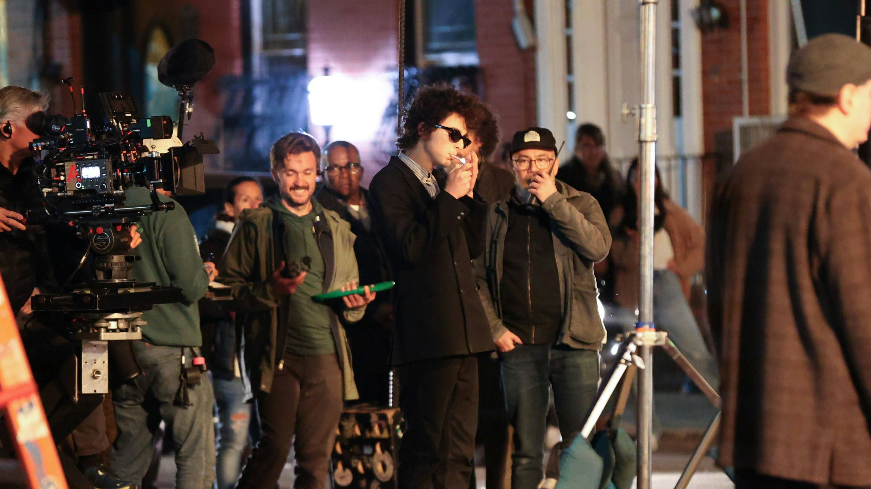 Timothee Chalamet bei den Dreharbeiten zu "A Complete Unknown".