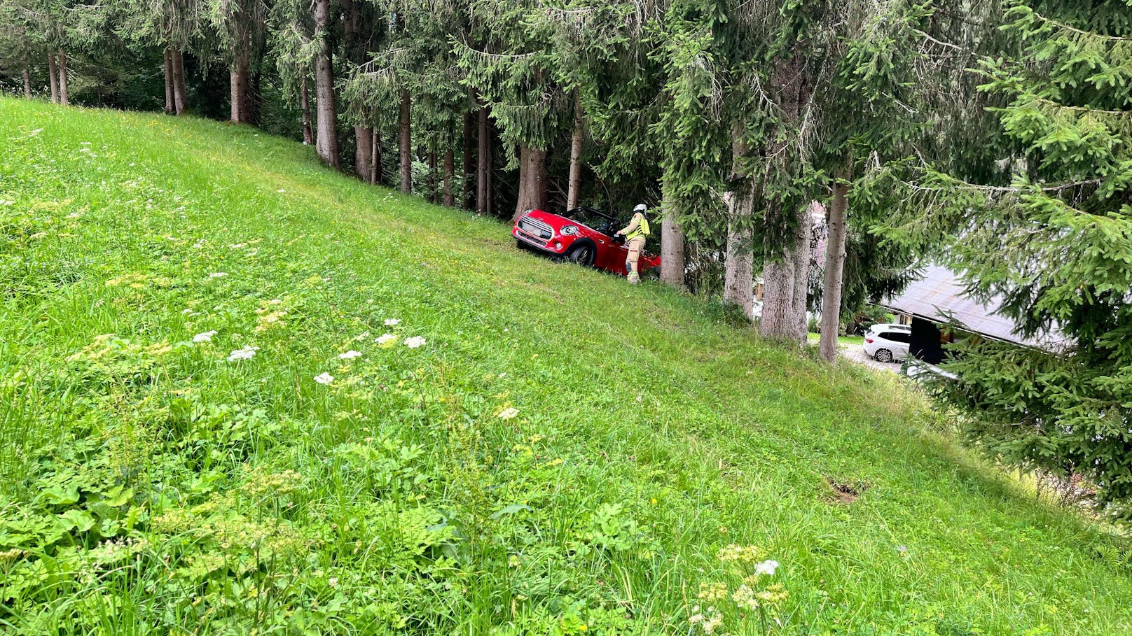 Die Feuerwehr musste das Fahrzeug bergen.