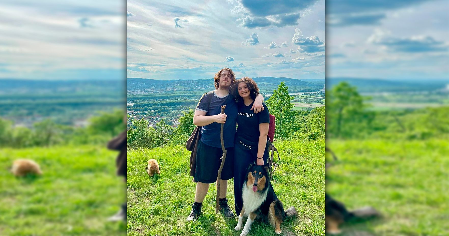 Siena (19) mit ihrem Freund Aydin und Hund Kuna (1,5)