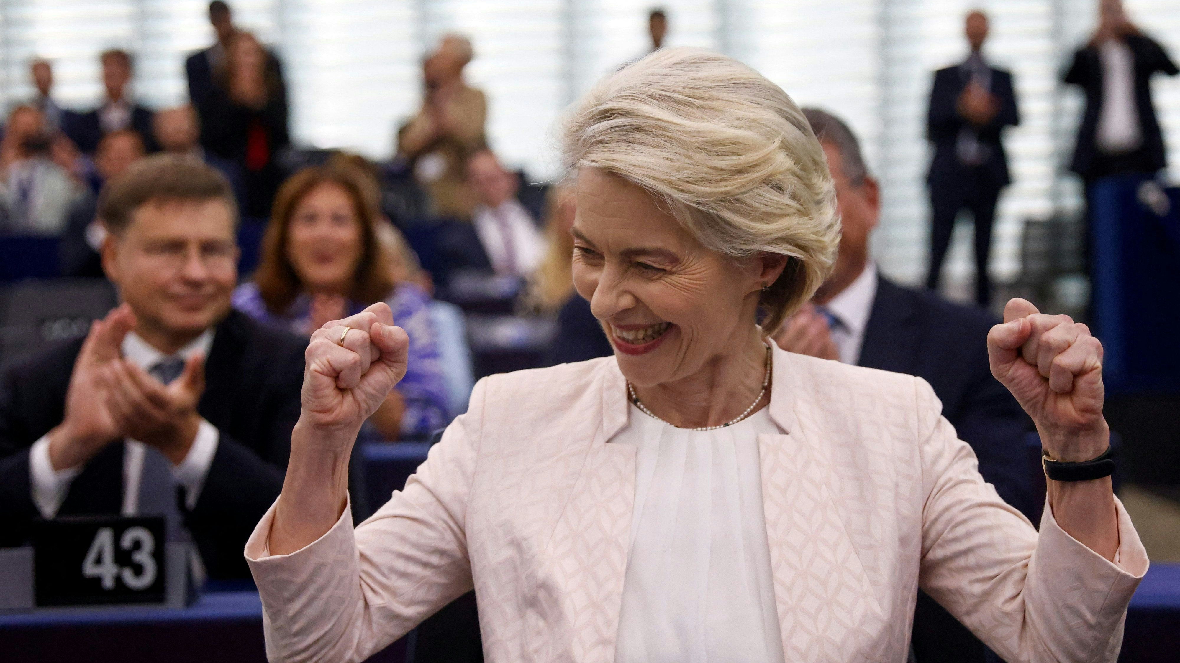 Mit Freude nahm Ursula von der Leyen ihre Wiederwahl zur Kenntnis. 