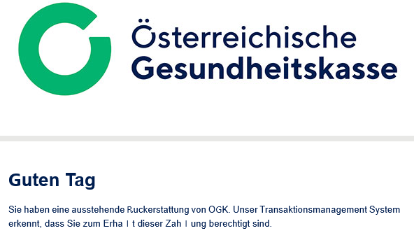 Die vermeintliche Gesundheitskassen-Nachricht 