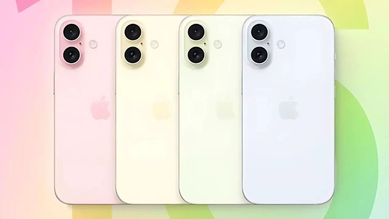 Visualisierung der iPhone 16: Bei den Basismodellen hat sich die Kamera-Anordnung verändert.