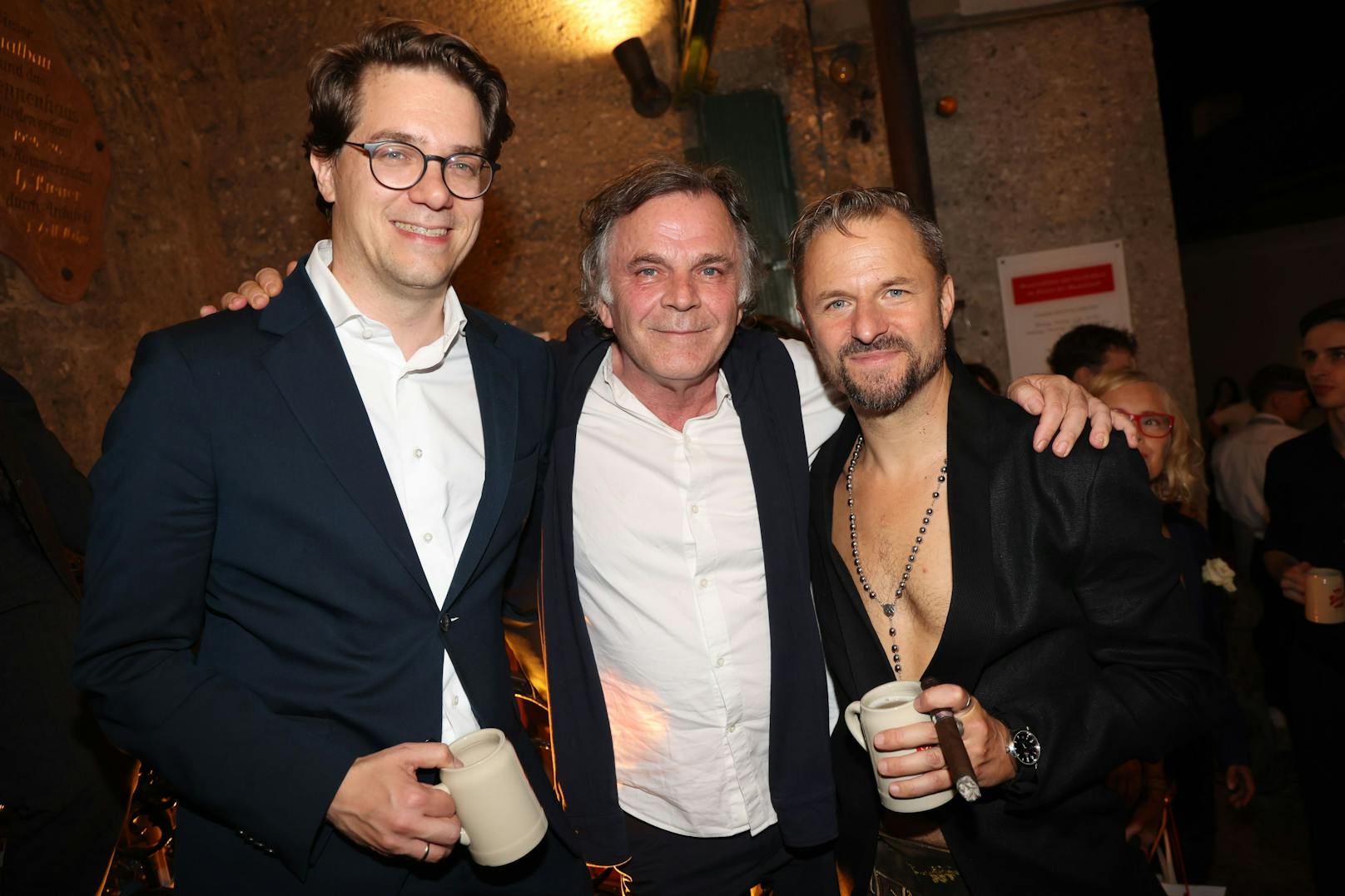 Festspieldirektor Lukas Crepaz, Festspielintendant Markus Hinterhäuser und "Jedermann" Philipp Hochmair