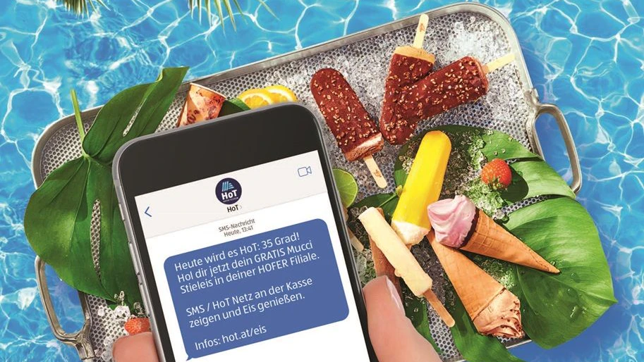 Hot-Kunden dürfen sich ab 35 Grad über Gratis-Eis freuen.