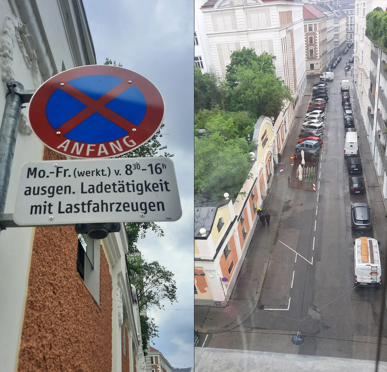 Die Ladezone befindet sich direkt unter der Wohnung des Betroffenen. 