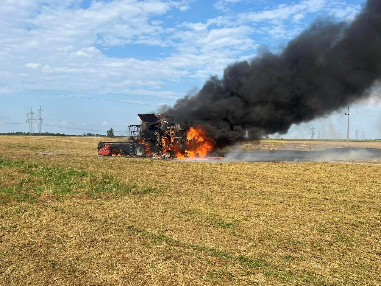 Mähdrescher-Inferno im Burgenland.