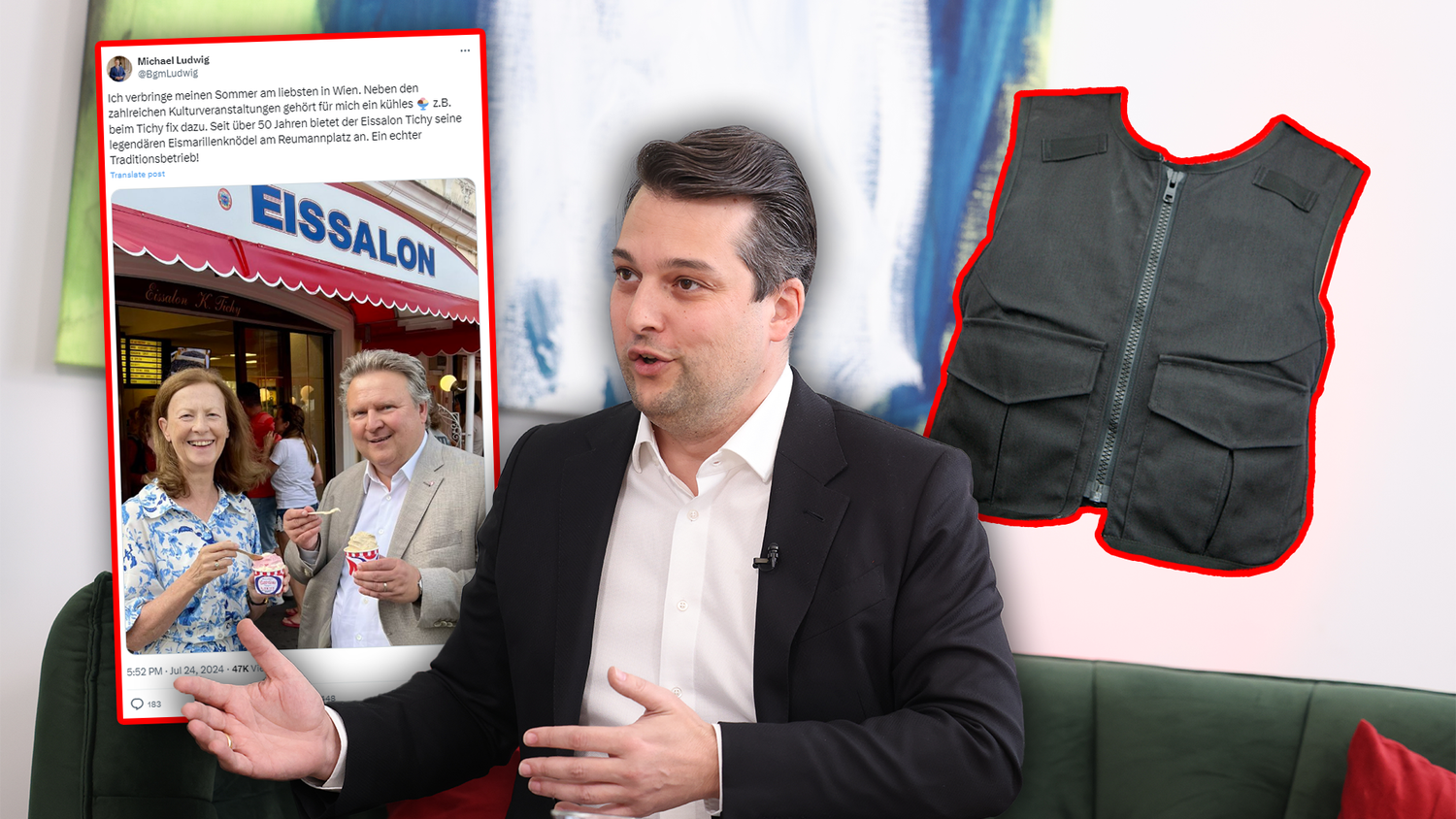 Auf X macht sich Dominik Nepp (FPÖ) über Wiens Bürgermeister Michael Ludwig (SPÖ) lustig und fragt ob er eine Stichschutzweste unter seinem Hemd trage.