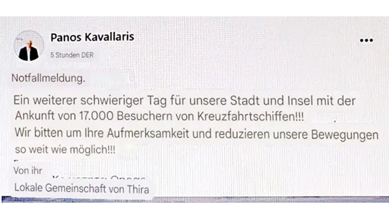 Der Aufruf von Panos Kavallaris, übersetzt via Google lens.