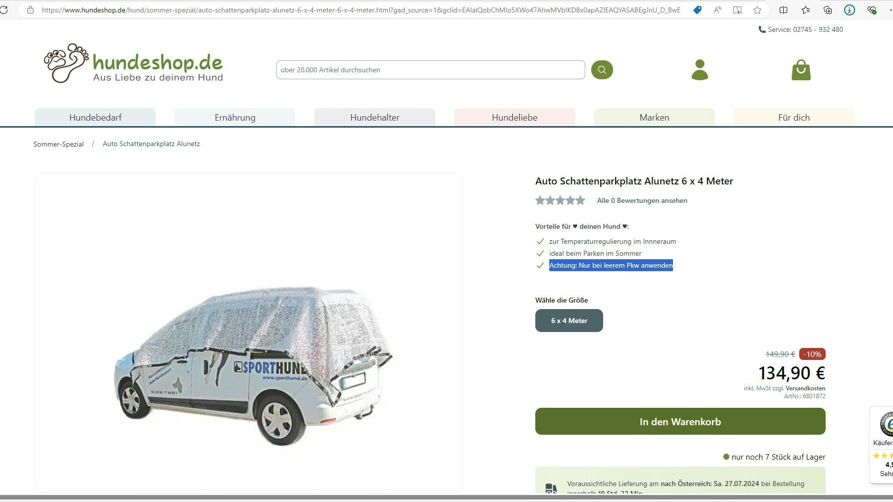 Warnung aus dem Internet: "Nur bei leerem Pkw anwenden".