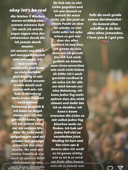 Ness geht offen mit ihrem Herzschmerz um.