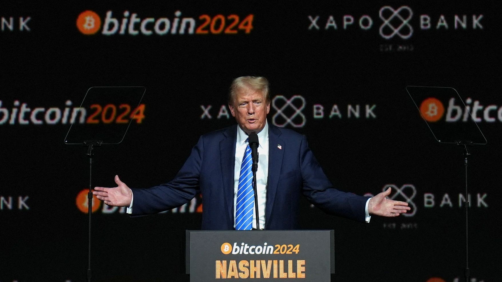Donald Trump sprach bei der Bitcoin Konferenz und sagte der Branche seine Unterstützung zu, sollte er Präsident werden.
