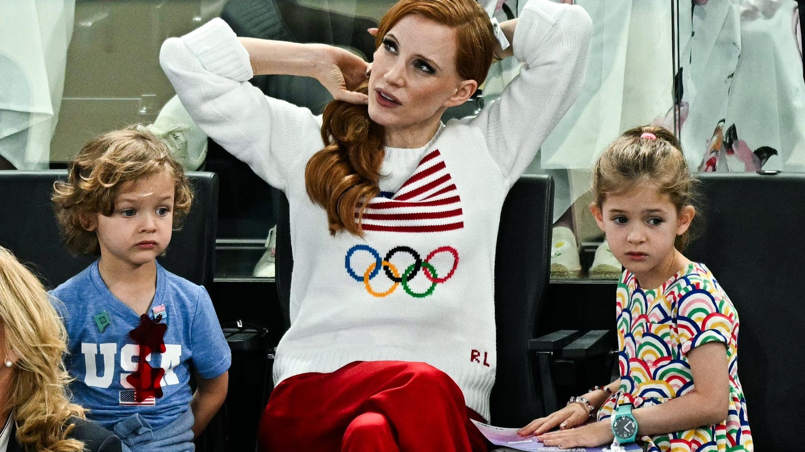 Schauspielerin Jessica Chastain mit ihrem Nachwuchs.