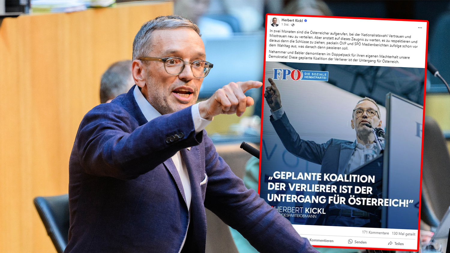 FPÖ-Chef Herbert Kickl kritisiert die 