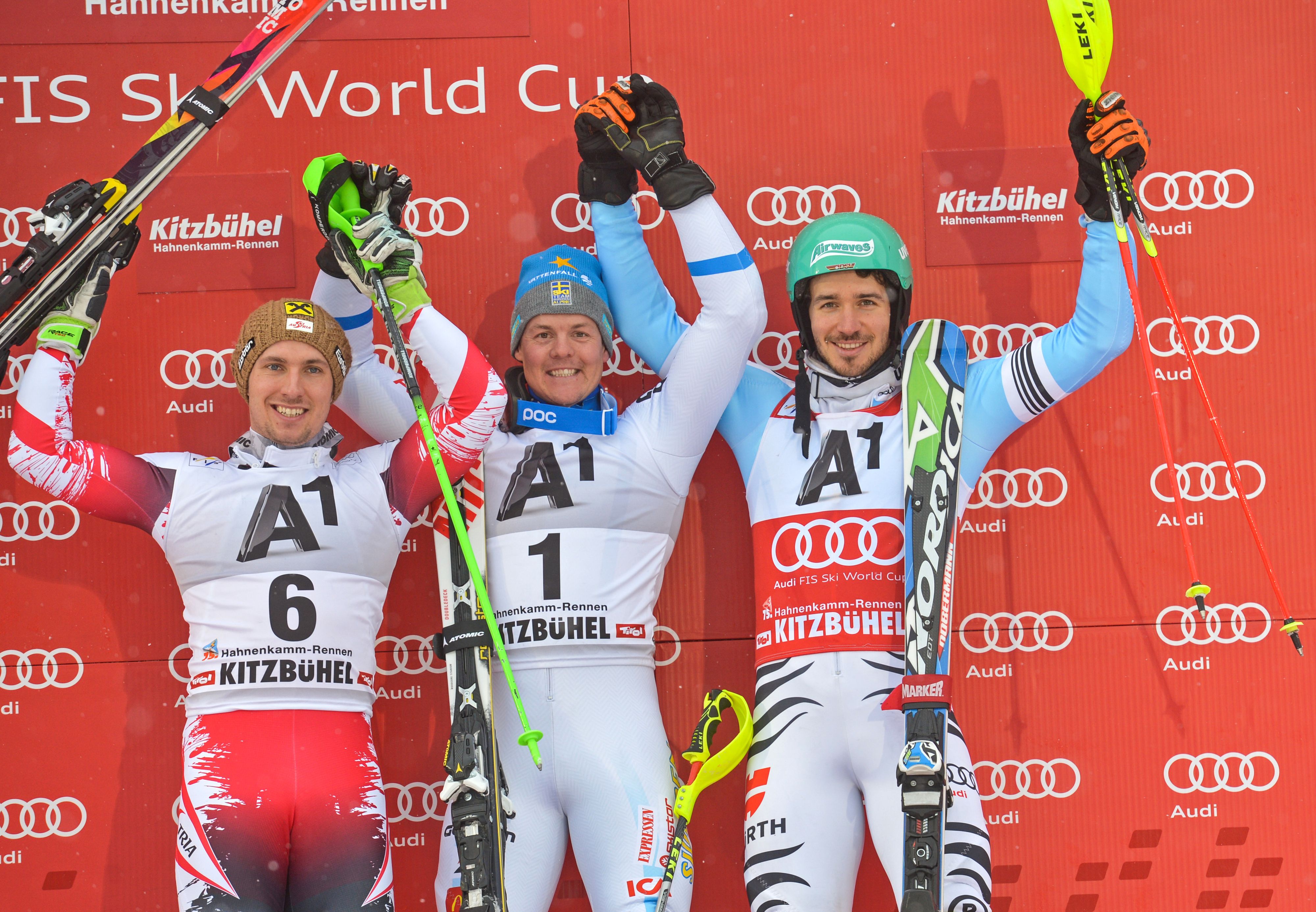 Hargin siegte in Kitzbühel vor Hirscher und Neureuther.